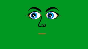 Cartoon face High Quality green screen, Abstract technology, science, engineering artificial intelligence, Seamless loop 4k video, 3D Animation, Ultra High Definition, 4k video