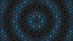Animated circular Royal blue wave moving over hexagonal shape futuristic background. Trendy sci-fi technology background with hexagonal pattern. Seamless loop	
