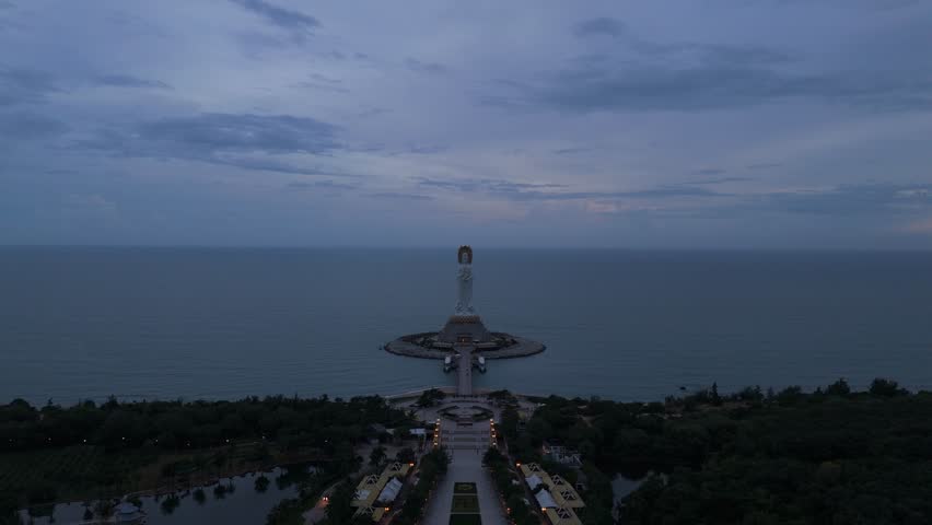 religious monument buddha statue on sea island in Asia china sanya guanyin