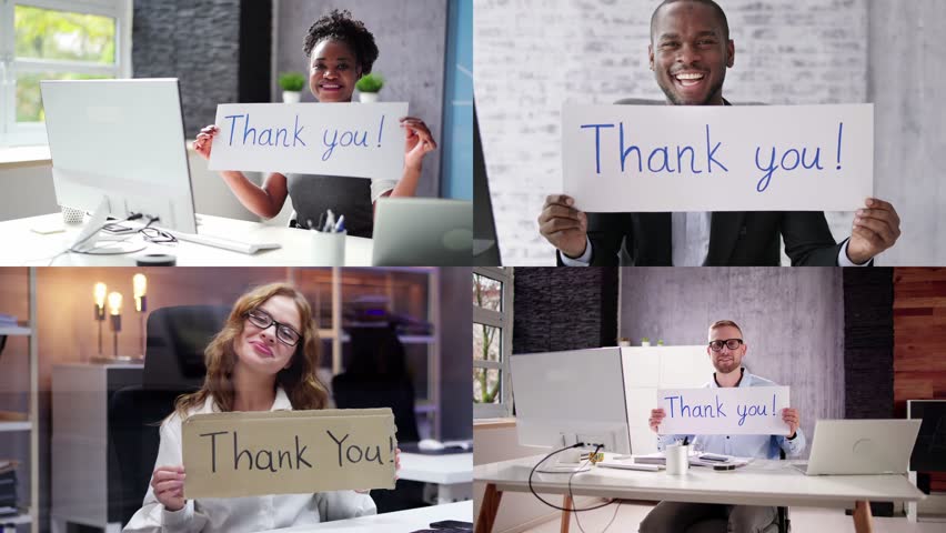 Thank You Corporate Job Appreciation Sign. Grateful Business Man And Woman
