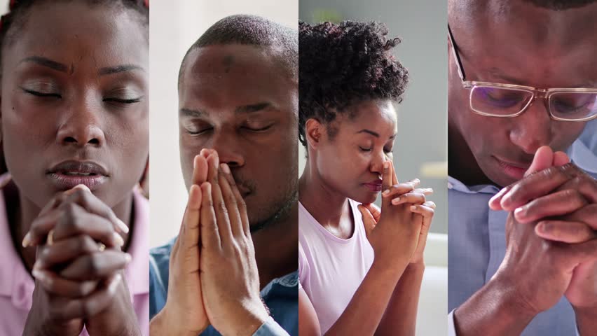 African American Praying Men And Women. Christian Prayers Seeking God Royalty-Free Stock Footage #1111119085