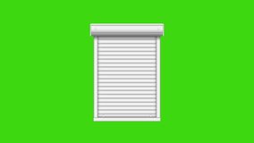 Store, shop Shutter Opening And Then Closing mini size, With Green Screen Behind. Shop Shutter opening green screen 4k 60 fps video for advertising, gift, product review, surprise.