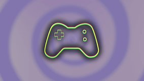 Animation of glitch effect over video game controller icon against blue radial background. Video game and entertainment technology concept - Powered by Shutterstock - Get 15% off with code: PIKWIZARD15