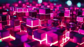 Magenta neon cubes cyberpunk futuristic glowing geometric abstract background - Powered by Shutterstock - Get 15% off with code: PIKWIZARD15