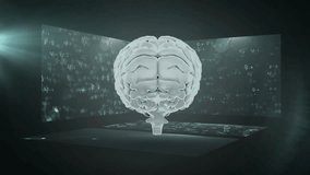 Animation of human brain with mathematical equations over abstract background. Digitally generated, hologram, anatomy, formulas, education, artificial intelligence and technology concept. - Powered by Shutterstock - Get 15% off with code: PIKWIZARD15