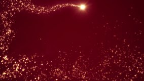 Loop animation of a luminous Christmas shooting star with a tail of golden particles on red background - Powered by Shutterstock - Get 15% off with code: PIKWIZARD15