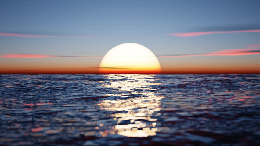 Wave sea beach and sunset sky abstract background. Nature and summer concept. 3d render.