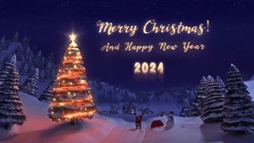 3d animated christmas intro, classic christmas tale, Santa Claus stops at the mountain to spread his magic christmas all over the environment and the town - Powered by Shutterstock - Get 15% off with code: PIKWIZARD15