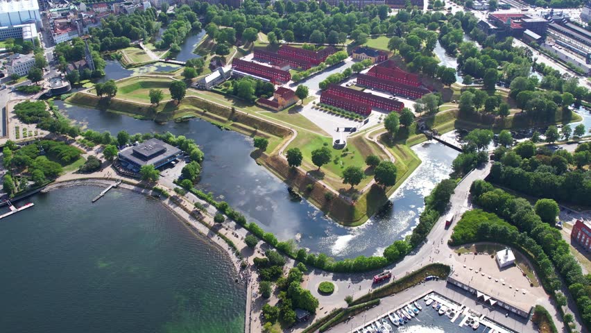 Aerial view of the star shaped island Kastellet in Copenhagen Denmark