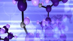 Computer generated animated moving motion background showing scientific biology atoms  molecules particles genes DNA
