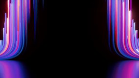 looped 3d animation. Abstract background. Blue pink neon stripes and ribbons appear chaotically, glide along a curved path from bottom to top and disappear, moving from center to the sides in slowmo - Powered by Shutterstock - Get 15% off with code: PIKWIZARD15