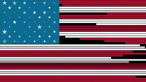 USA colors, stars and linear stripes abstraction. Independence Day modern background. Seamless looping American flag motion design. Video animation Ultra HD 4K 3840x2160