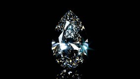 Pear brilliant cut diamond rotating on black background. Front isolated view. Seamless loop 3d animation - Powered by Shutterstock - Get 15% off with code: PIKWIZARD15