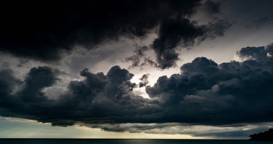 Timelapse footage of Storm clouds and rain over sea, Dark storm clouds passing video Time Lapse,High quality footage clouds over sea	