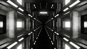 Black and White Dark Spaceship Corridor Background VJ Loop in 4K