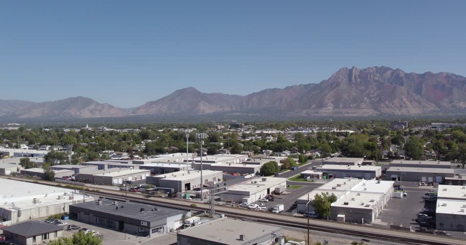 Wasatch Front Mountains on Summer Sunny Day in Salt Lake City, Aerial