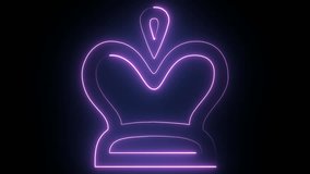 Hyper realistic animated Neon Crown in trendy stylish colours. Futuristic technology - 4k