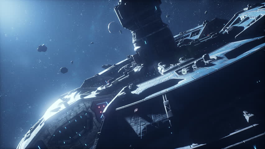 space station of the future surveys a cosmic gas cloud