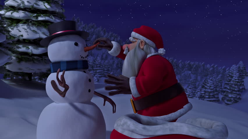 3d animated christmas intro, classic christmas tale, Santa Claus stops at the mountain to spread his magic christmas all over the environment and the town Royalty-Free Stock Footage #1111212951
