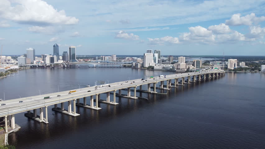 Downtown Jacksonville Florida drone shot 