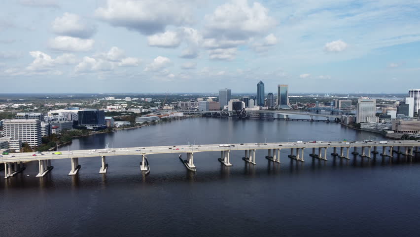 Downtown Jacksonville Florida drone shot 