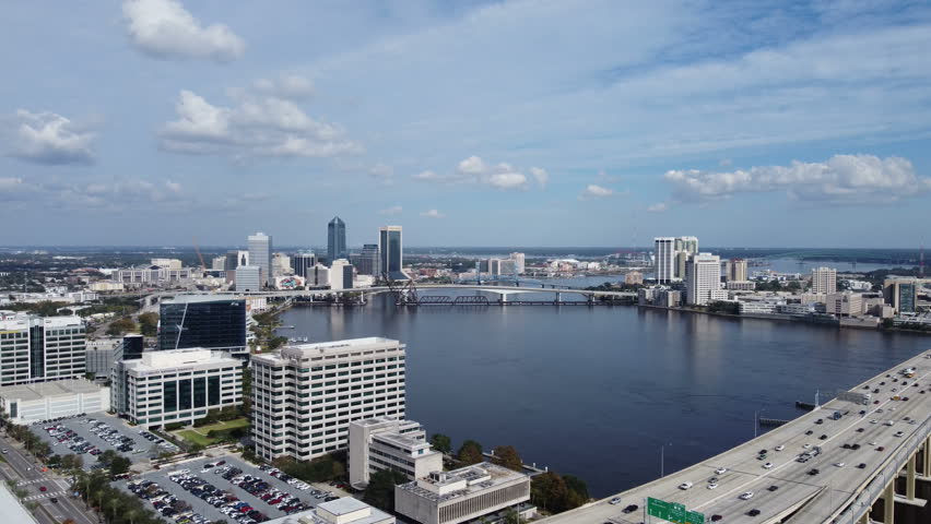 Downtown Jacksonville Florida drone shot 