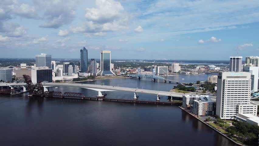 Downtown Jacksonville Florida drone shot 