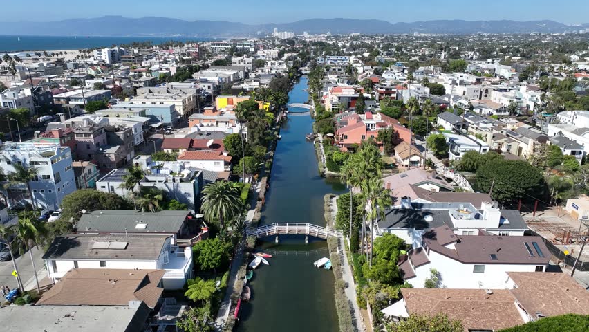 Venice Channel At Los Angeles In California United States. Coast City Landscape. Seascape Beach. Venice Channel At Los Angeles In California United States.