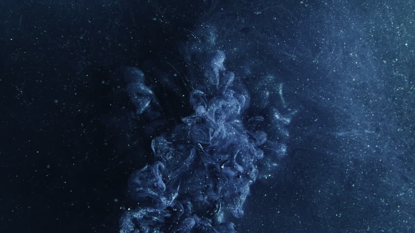 Vertical video. Ink explosion background. Magic spell. Blue glowing smoke swirls hypnotic burst cloud spreading in dark abstract glitter fume haze creative art. Royalty-Free Stock Footage #1111225149