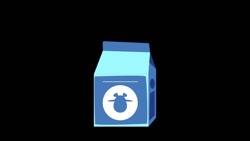 milk box animated icon with black background 