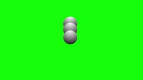 Animation of three balls bouncing consecutively,green screen