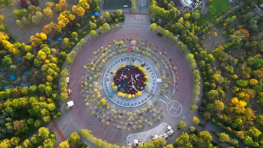 High angle drone shot of the Children