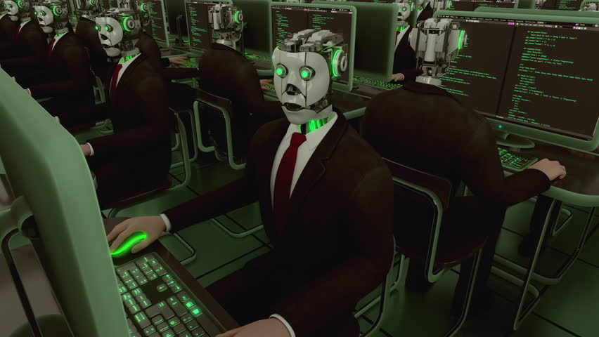 4k loop animation of coding androids | Shutterstock HD Video #1111234413