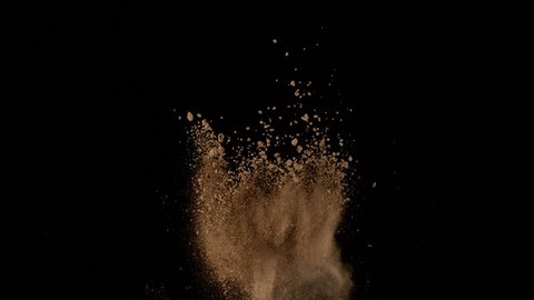 Super Slow Motion Shot of Soil Explosion Isolated on Black Background at 1000fps. Stock-video