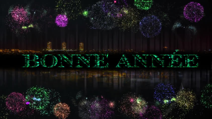 Animation of bonne annee text and fireworks exploding on black background. New year, new year's eve, festivity, celebration and tradition concept digitally generated video. - Powered by Shutterstock - Get 15% off with code: PIKWIZARD15