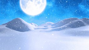 Animation of christmas text, santa claus in sleigh and snow falling over winter scenery. Christmas, festivity, celebration and tradition concept digitally generated video.
