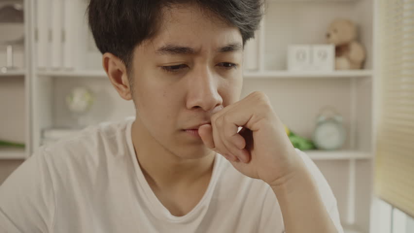 Man stressed, Despair or disappointment, Sad feeling, Suffering, Desperate, Hopeless, Fail, disastrous, bankrupt, Scared, panicky, Failure of life. Royalty-Free Stock Footage #1111243227