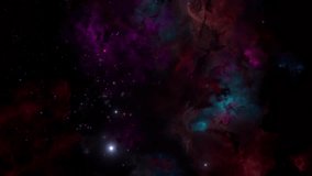 Colorful red galaxy nebulae and stars and flight through space. Slow Camera track among shining nebula. artistic concept 3D animation for space exploration and science fiction. - Powered by Shutterstock - Get 15% off with code: PIKWIZARD15