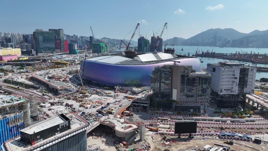 commercial residential sporting events housing construction development project in Kai Tak Stadium Sports Park Cruise Terminal Hong Kong , Kwun Tong Sung Wong Toi Kowloon Bay near Victoria harbor