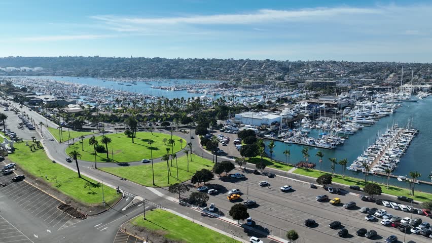 Shelter Island At San Diego In California United States. Scenic Downtown Cityscape. Urban Coastal. Shelter Island At San Diego In California United States.