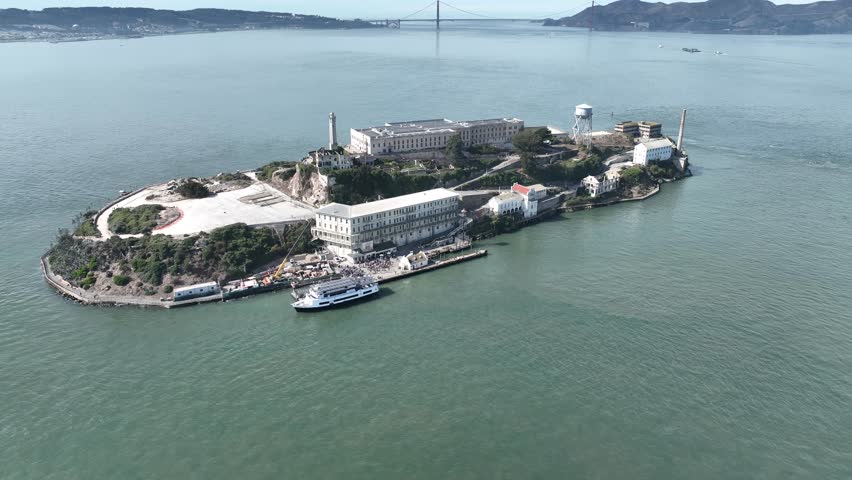 Alcatraz Island At San Francisco In California United States. Downtown City Skyline. Transportation Scenery. Alcatraz Island At San Francisco In California United States.