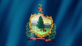 Vermont Flag. Flag of Vermont footage video waving in wind. Vermont State Flag 4K Animation