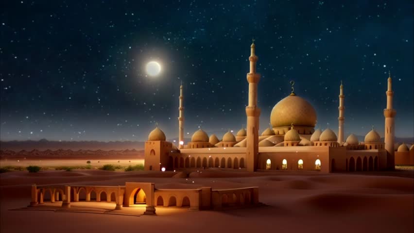islamic background animated , majestic calm view , ramadan eid mubarak seamless loop Royalty-Free Stock Footage #1111268657