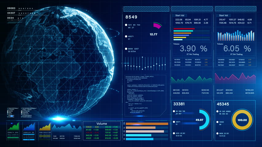 HUD infographic financial and global economy. Business charts and data numbers, Information reports of business strategy for investment. Technology data analysis | Shutterstock HD Video #1111270399