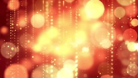 New Year Gold light fireworks sparkle glowing luxury celebration holiday festive background concept. Abstract golden particle glitter light and defocused bokeh motion video.