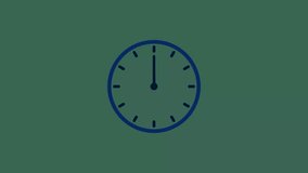  Dark royal blue color clock isolated  24 Hour Day Fast Speed  Animation. Gray background 4k video.
