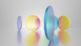 3d animation. Abstract colorful round glass blocks spin and rotate over white background. - Powered by Shutterstock - Get 15% off with code: PIKWIZARD15