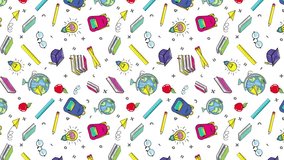 School Education Concept Animated Motion Pattern Vertical Pattern Back to school texture Learning Stationary and educational elements Wallpaper 4k video design of isolated pattern background template  - Powered by Shutterstock - Get 15% off with code: PIKWIZARD15