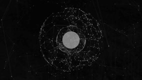 Animation of globe with network of connections with wifi icons on dark background. Global connections, networks and data processing concept digitally generated video.
