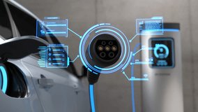 Electric car power charging, Charging technology, Clean energy filling technology, EV status hologram - Powered by Shutterstock - Get 15% off with code: PIKWIZARD15
